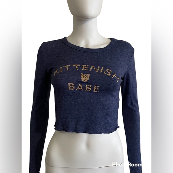 Kittenish Tops - Kittenish Babe Long Sleeve Crop Top.